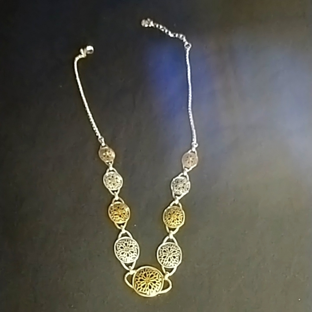 Lucky Brand two tone filagree medallion necklace